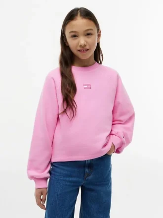 Felpa raglan con bandiera tono su tono per bambina