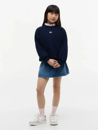 Felpa raglan con bandiera tono su tono per bambina
