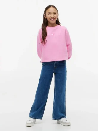 Felpa raglan con bandiera tono su tono per bambina