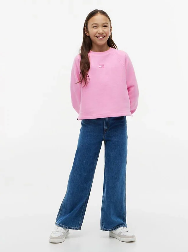 Felpa raglan con bandiera tono su tono per bambina Felpa raglan con bandiera tono su tono per bambina