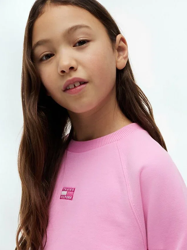 Felpa raglan con bandiera tono su tono per bambina Felpa raglan con bandiera tono su tono per bambina