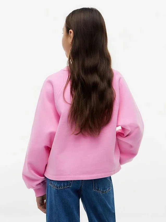 Felpa raglan con bandiera tono su tono per bambina Felpa raglan con bandiera tono su tono per bambina