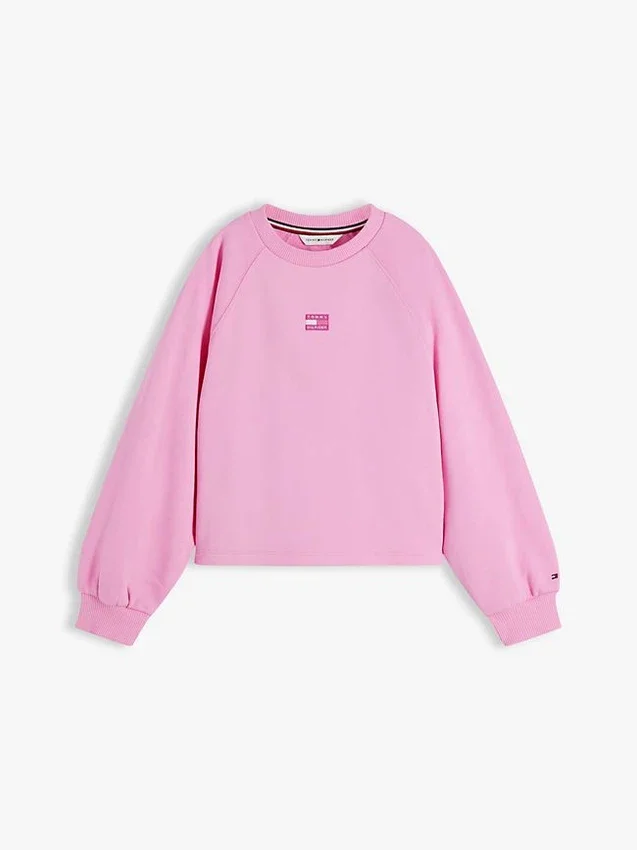 Felpa raglan con bandiera tono su tono per bambina Felpa raglan con bandiera tono su tono per bambina