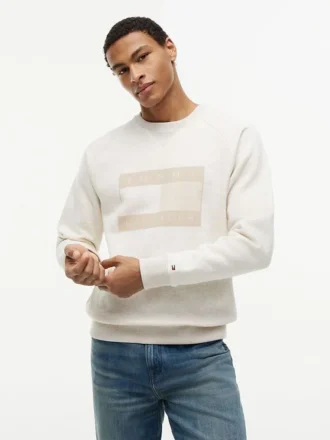 Felpa raglan con logo bandiera e interno spazzolato