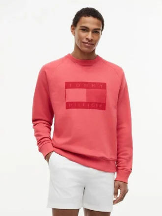 Felpa raglan con logo bandiera e interno spazzolato