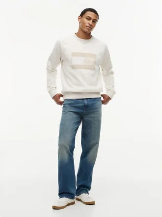 Felpa raglan con logo bandiera e interno spazzolato
