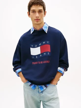 Felpa Tommy Jeans con logo Wavy Flag