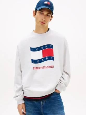 Felpa Tommy Jeans con logo Wavy Flag