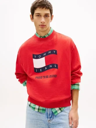 Felpa Tommy Jeans con logo Wavy Flag