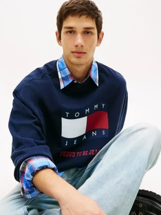 Felpa Tommy Jeans con logo Wavy Flag