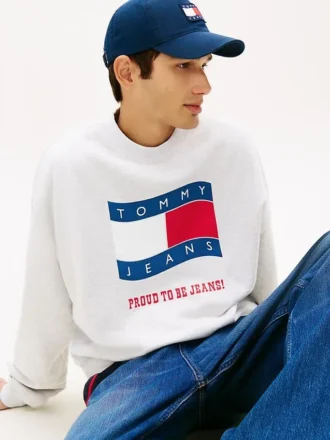 Felpa Tommy Jeans con logo Wavy Flag