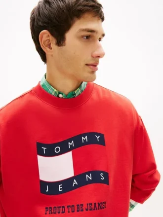 Felpa Tommy Jeans con logo Wavy Flag
