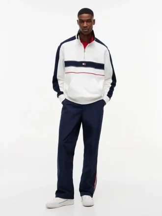 Felpa Tommy Jeans con zip a un quarto e blocchi di colore