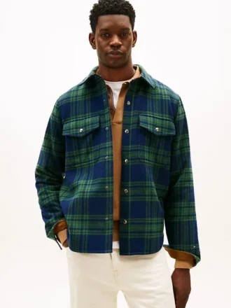 Giacca-camicia imbottita in misto lana a quadri Giacca-camicia imbottita in misto lana a quadri