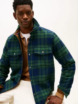 Giacca-camicia imbottita in misto lana a quadri Giacca-camicia imbottita in misto lana a quadri