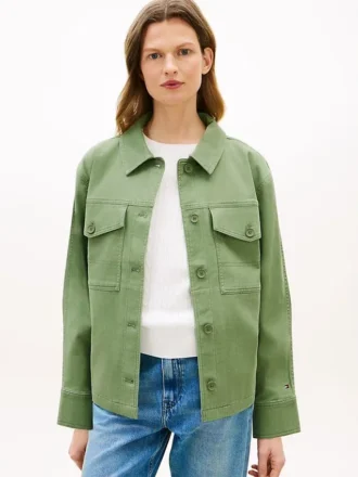 Giacca-camicia utility oversize in twill