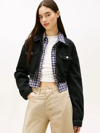Giacca corta in denim con zip Tommy Jeans