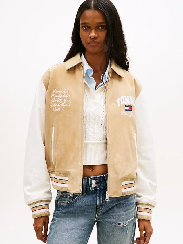 Giacca da college in pelle scamosciata Tommy Jeans Giacca da college in pelle scamosciata Tommy Jeans