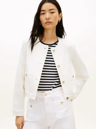 Giacca da donna in denim bianco
