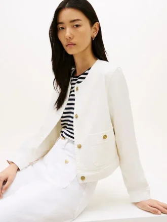 Giacca da donna in denim bianco