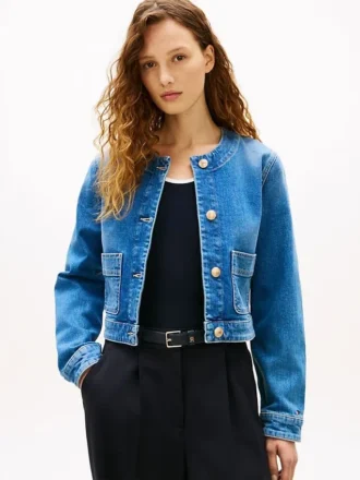 Giacca da donna in denim con lavaggio medio
