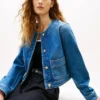Giacca da donna in denim con lavaggio medio Giacca da donna in denim con lavaggio medio