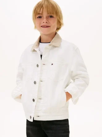 Giacca in denim con logo bandiera per bambini