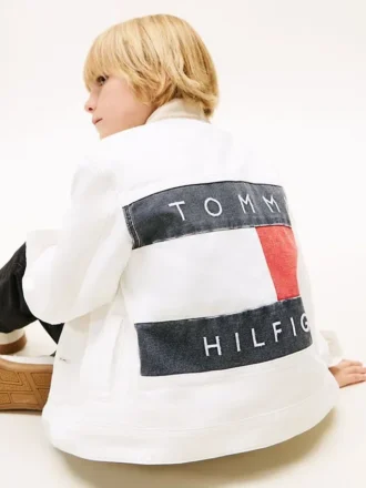 Giacca in denim con logo bandiera per bambini
