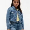 Giacca in denim con stella ricamata per bambina