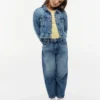 Giacca in denim con stella ricamata per bambina