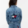 Giacca in denim con stella ricamata per bambina