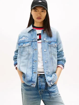 Giacca in denim effetto consumato Tommy Jeans Giacca in denim effetto consumato Tommy Jeans
