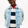 Giacca in denim oversize con bandiera ondulata per bambini Giacca in denim oversize con bandiera ondulata per bambini