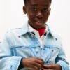 Giacca in denim oversize con bandiera ondulata per bambini Giacca in denim oversize con bandiera ondulata per bambini