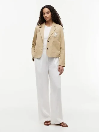 Giacca in twill elasticizzato con monogramma in script