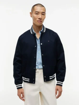Giacca varsity idrorepellente con logo bandiera Giacca varsity idrorepellente con logo bandiera