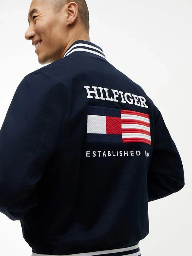 Giacca varsity idrorepellente con logo bandiera Giacca varsity idrorepellente con logo bandiera