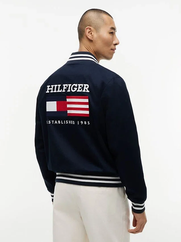 Giacca varsity idrorepellente con logo bandiera Giacca varsity idrorepellente con logo bandiera