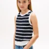 Gilet a righe con lavorazione a trecce per bambini