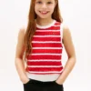 Gilet a righe con lavorazione a trecce per bambini