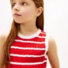 Gilet a righe con lavorazione a trecce per bambini