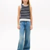 Gilet a righe con lavorazione a trecce per bambini