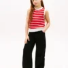 Gilet a righe con lavorazione a trecce per bambini
