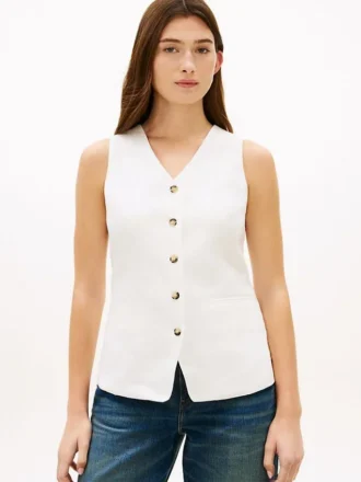 Gilet slim fit in misto lino