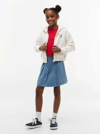Gonna in denim a pieghe per bambina