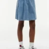 Gonna in denim a pieghe per bambina