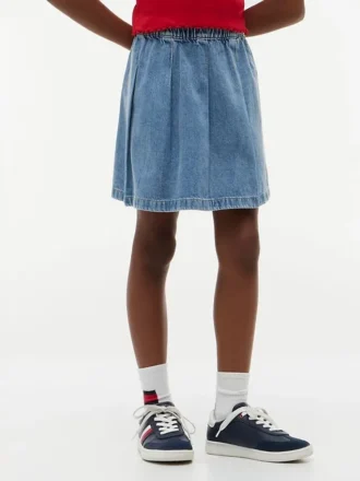 Gonna in denim a pieghe per bambina