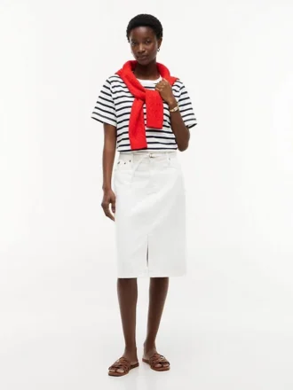 Gonna in denim bianco con cintura