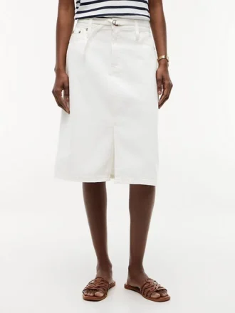 Gonna in denim bianco con cintura
