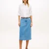 Gonna midi in denim con orlo grezzo Gonna midi in denim con orlo grezzo